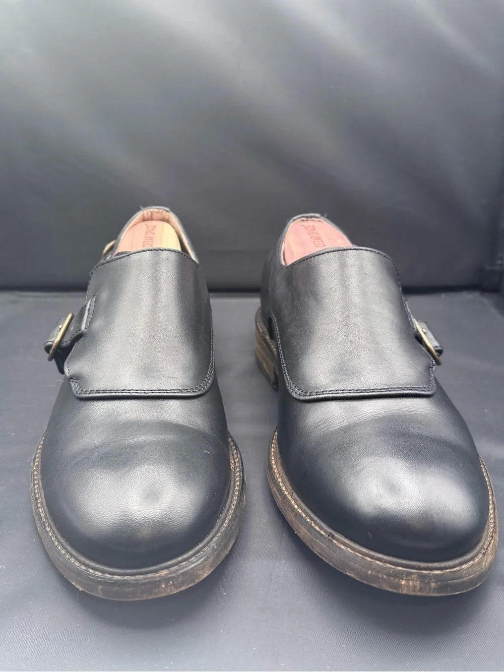John Fluevog Clift Black Leather Single Monk Strap Shoes Mens Size 9 Portugal
